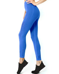 Mesh Seamless Legging with Ribbing Detail - Blue - Femstylo