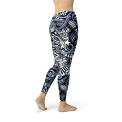 Womens Music Blue Leggings - Femstylo
