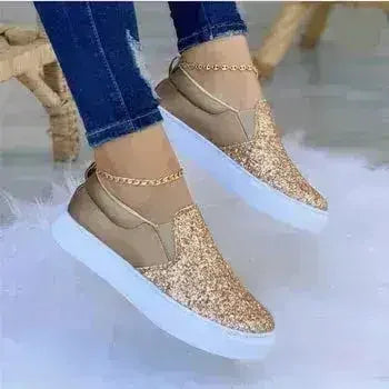 Glitter Moccasin Loafers for Women – Rose Gold, Black & Gold Styles - Femstylo