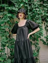 ROSEMARY Cotton Prairie Dress, in Black - Femstylo