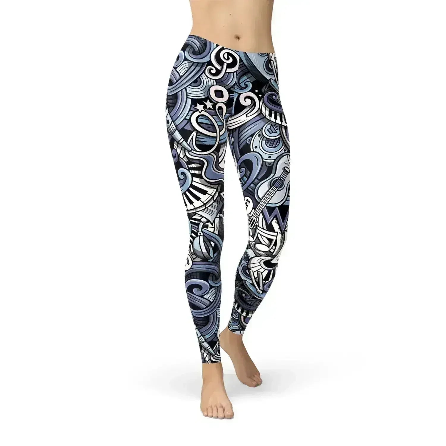Womens Music Blue Leggings - Femstylo