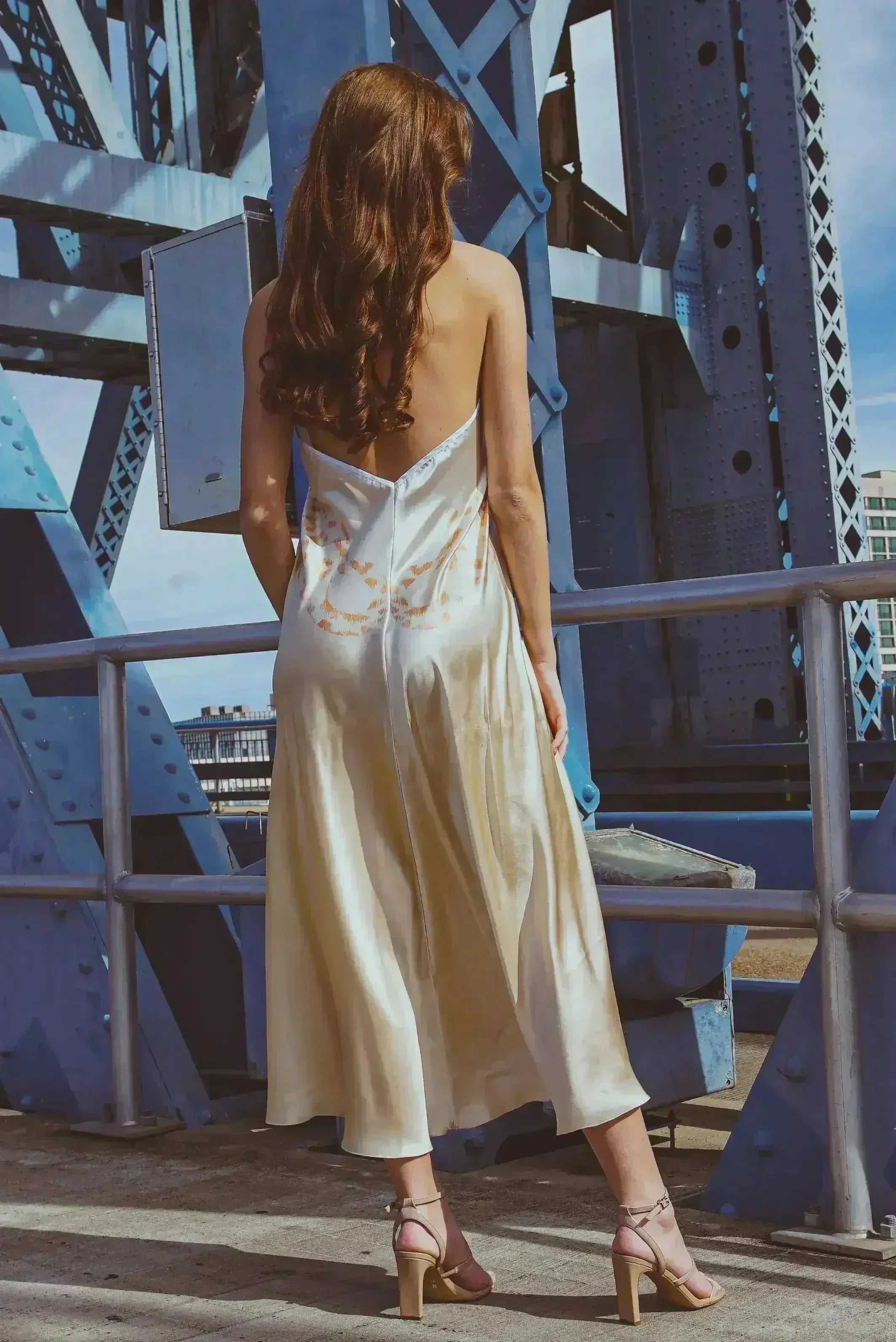 Altair Silk Halter Dress in Dueling Jaguars - Femstylo