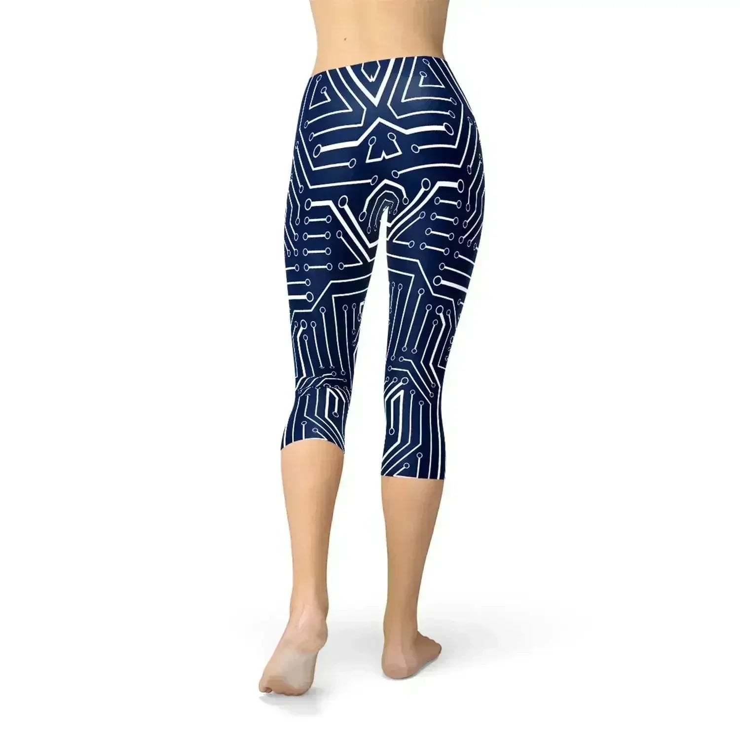 Womens Navy Blue Circuit Capri Leggings - Femstylo