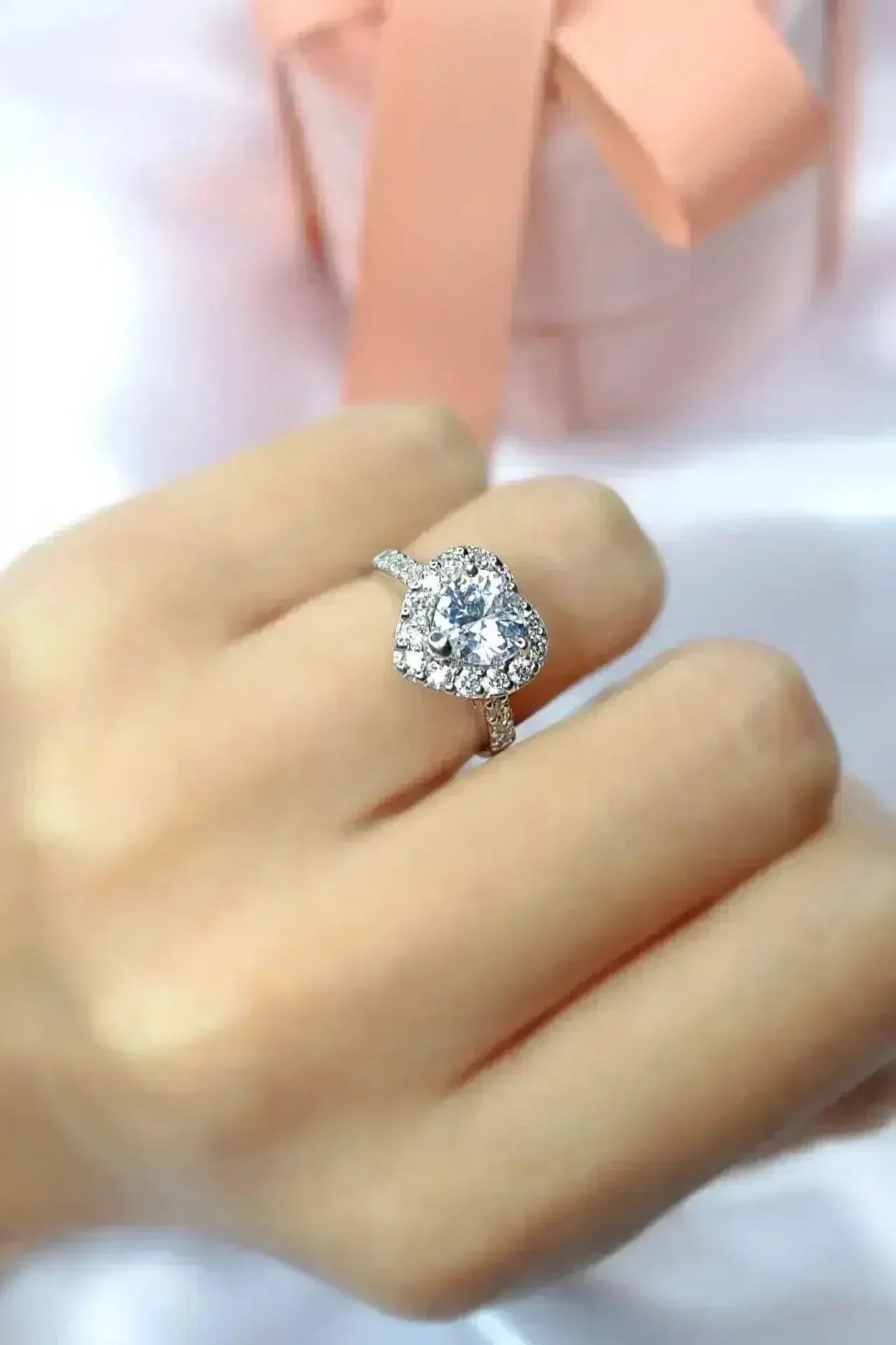 925 Silver Halo Heart Ring - Femstylo
