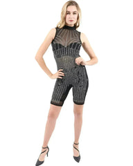 Trudy Stud Detail Mesh Romper - Femstylo