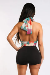 Retro Paisley Wrap Crop Top - Multiway Halter Style - Femstylo