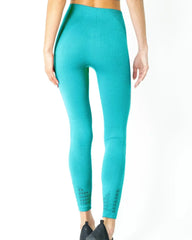 Mesh Seamless Legging with Ribbing Detail - Aqua - Femstylo