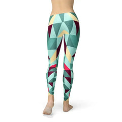 Womens Leggings w/ Colorful Geometric Triangles - Femstylo