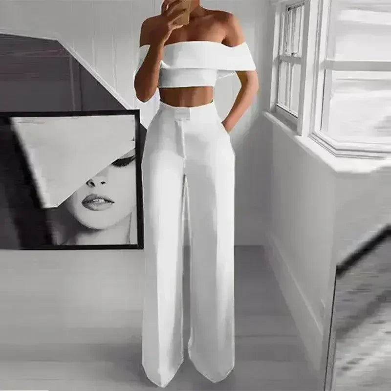 FlexiChic™ – Wide Leg Pants & Crop Top Two-Piece Set - Femstylo