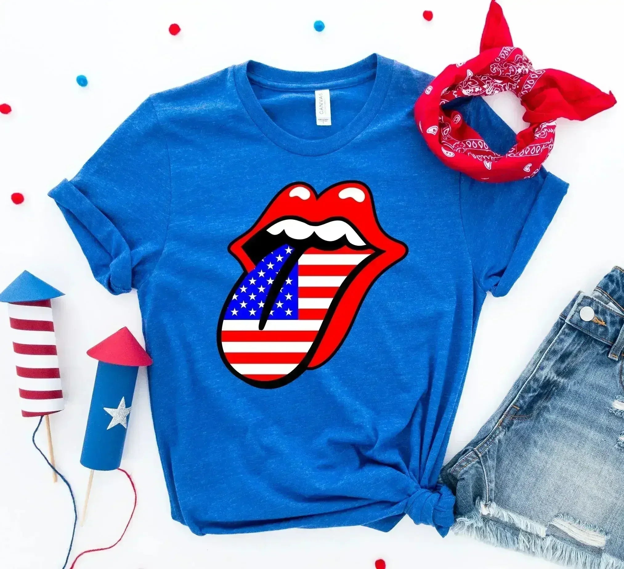 USA Lips 4th of July T-shirt - Femstylo