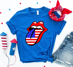 USA Lips 4th of July T-shirt - Femstylo