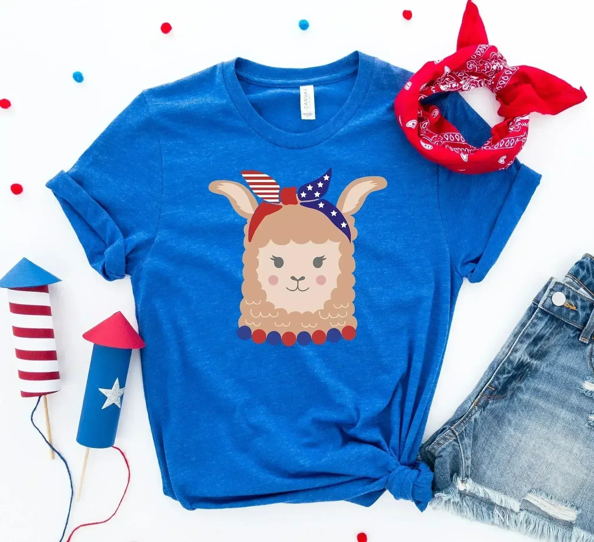 Patriotic Llama Girl T-shirt - Femstylo
