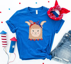 Patriotic Llama Girl T-shirt - Femstylo