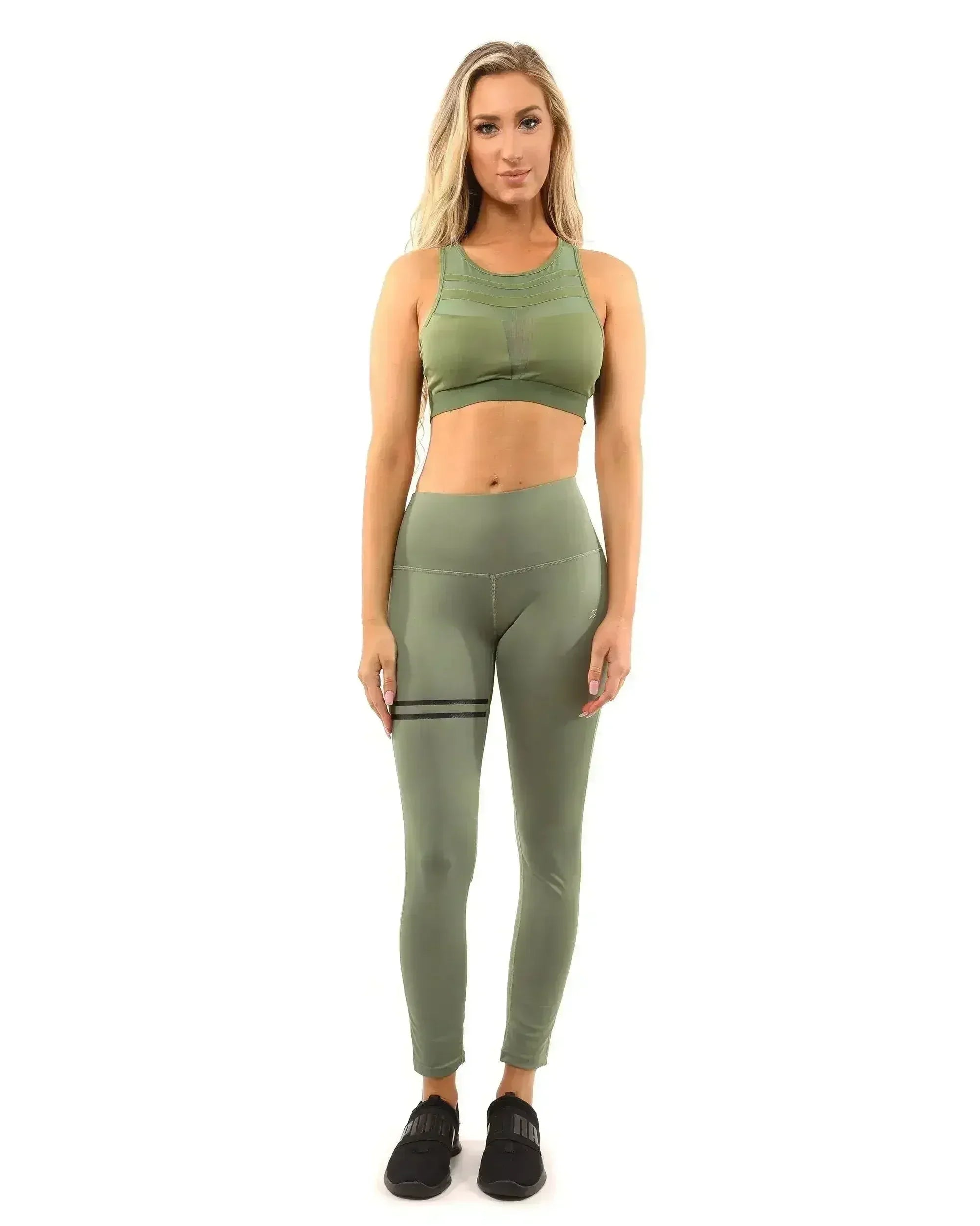 Huntington Set - Leggings & Sports Bra - Olive Green - Femstylo