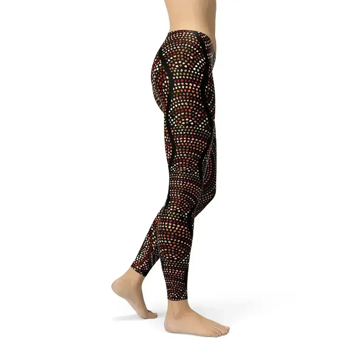 Womens Polka Dots Aboriginal Artwork Leggings (V2) - Femstylo