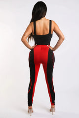 Colorblock Jumpsuit With Binding Detail Square Neck Sleeveless - Femstylo