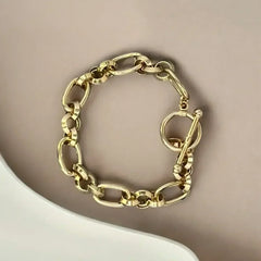 Chunky Cable Chain Link Hypoallergenic Toggle Clasp Fashion Bracelet - Femstylo