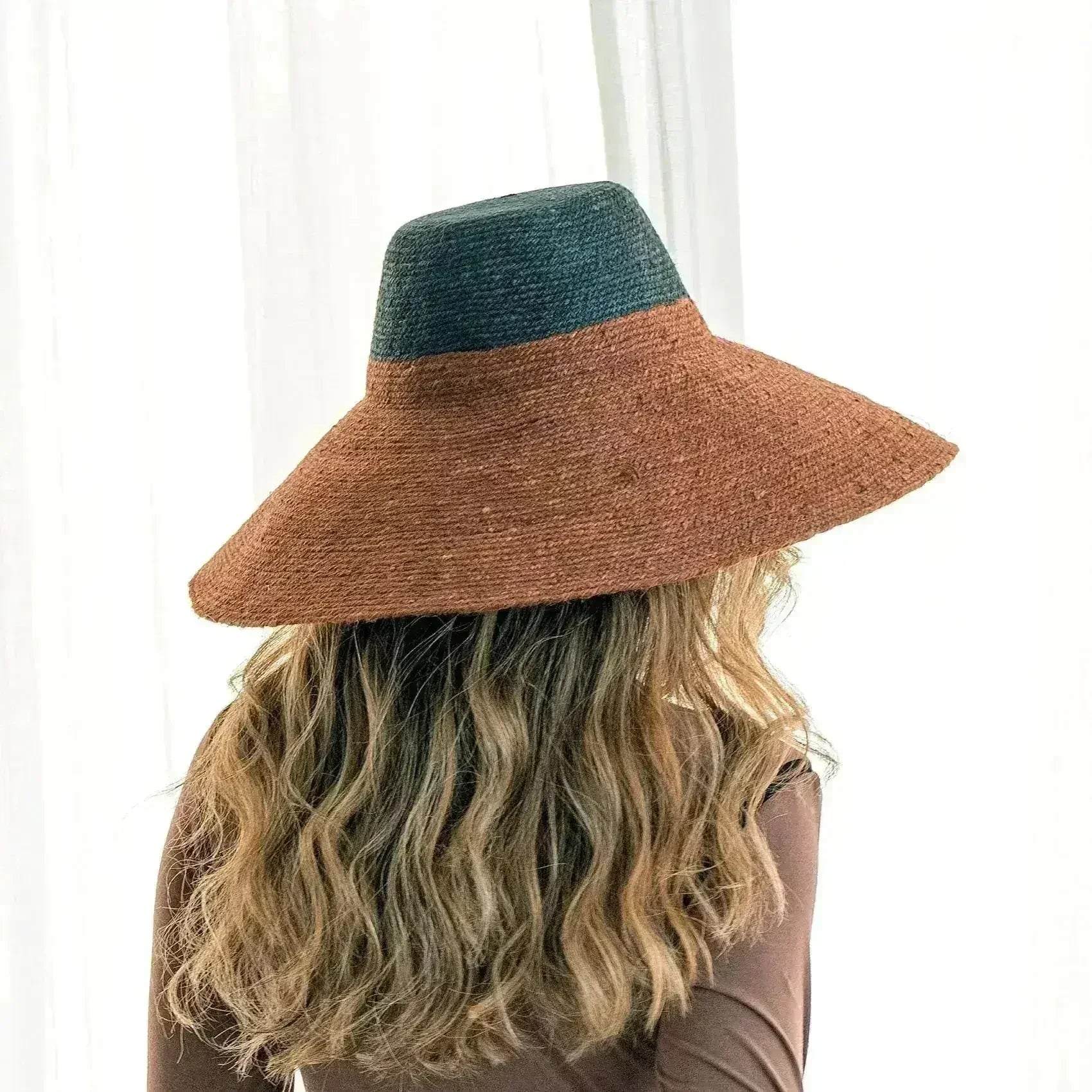 RIRI DUO Jute Straw Hat, in Burnt Sienna & Black - Femstylo