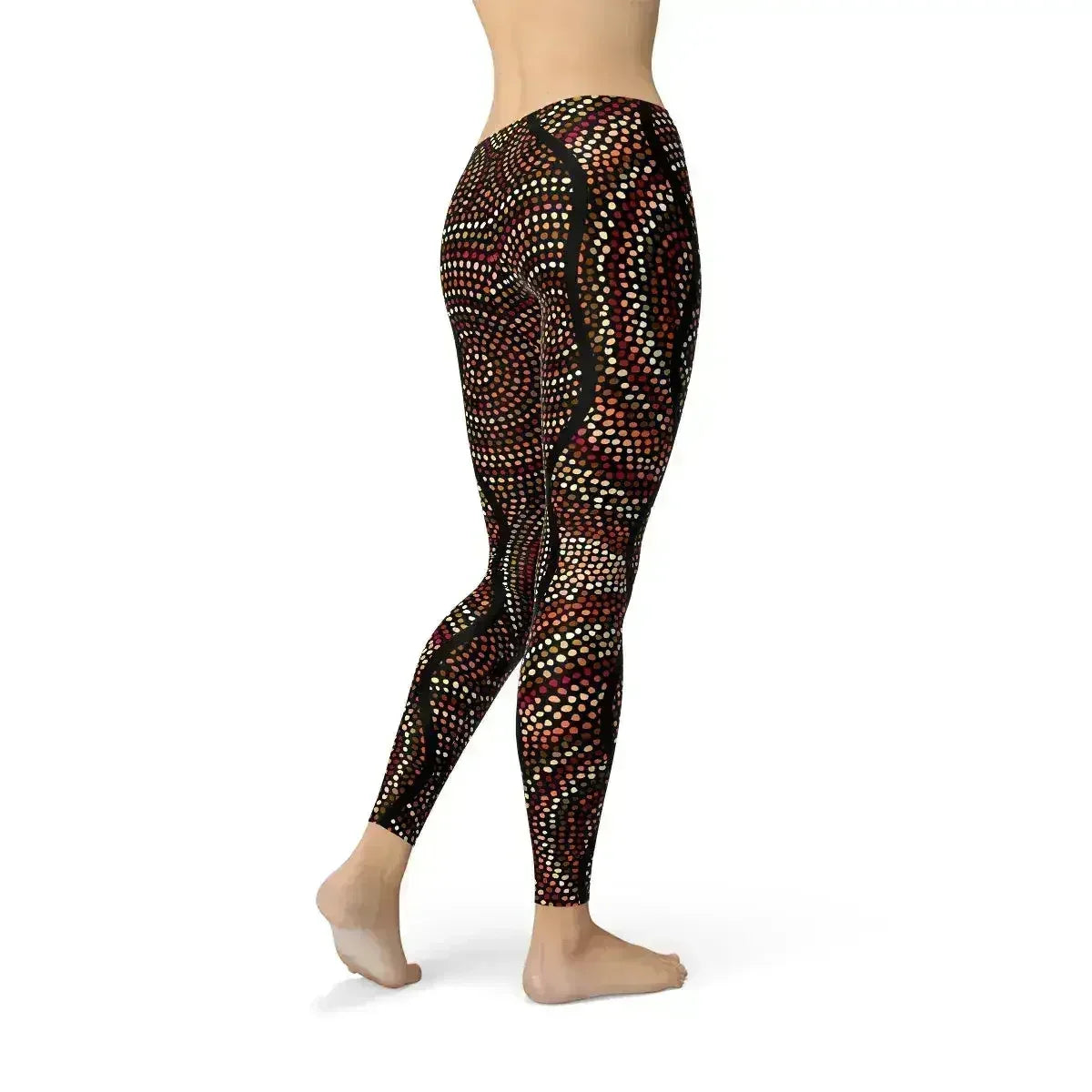 Womens Polka Dots Aboriginal Artwork Leggings (V2) - Femstylo