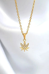 24 Karats Dainty Cannabis Leaf Necklace - Femstylo