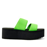 Women's Platform Sandal 2 Band Neon Green - Femstylo
