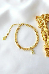 Custom Initial 24 Karats Thick Cuban Chain Bracelet - Femstylo