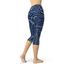 Womens Navy Blue Circuit Capri Leggings - Femstylo
