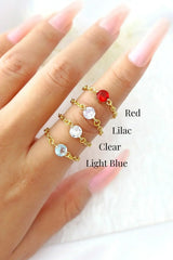 18K Tiny Rainbow Chain Ring - Femstylo