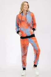 Womens Cotton Tye Dye Lounge Wear Sweat Set - Femstylo