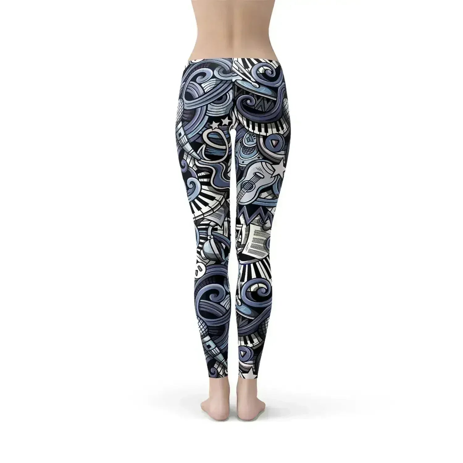 Womens Music Blue Leggings - Femstylo