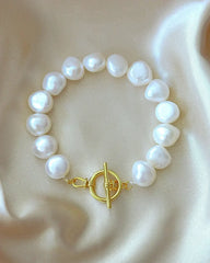 Baroque Freshwater Pearl Bracelet - 18K Gold Plated | Femstylo - Femstylo