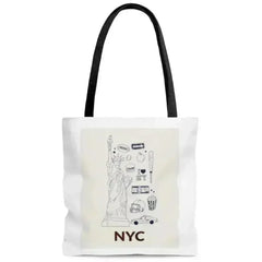 NYC Tote Bag - Medium Polyester Shopper with City Symbols - Femstylo