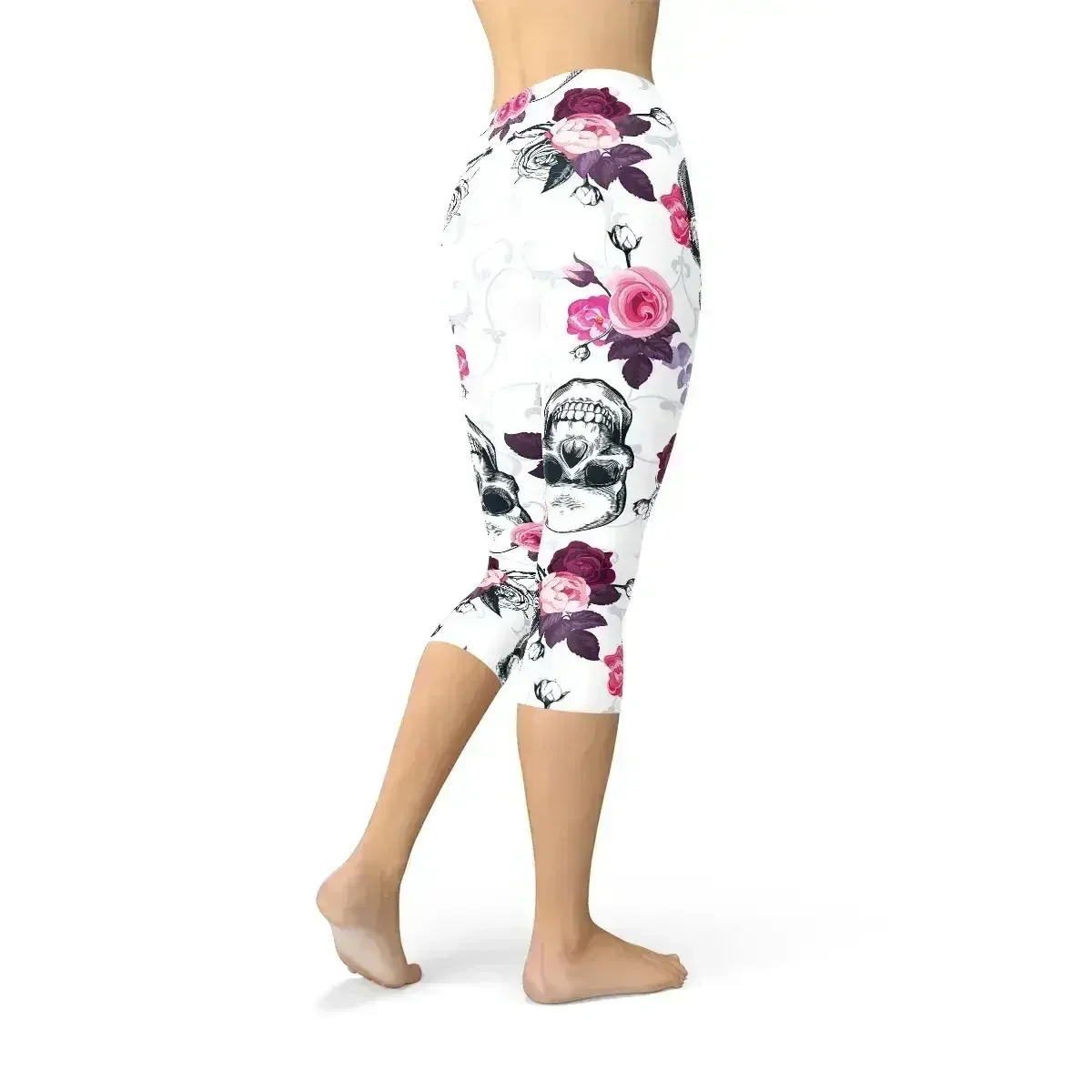 Womens Day Of The Dead Capri Leggings - Femstylo