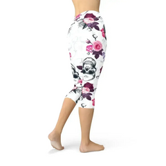 Womens Day Of The Dead Capri Leggings - Femstylo