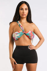 Retro Paisley Wrap Crop Top - Multiway Halter Style - Femstylo