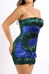 Sexy Swirl Color Block Tube Midi Dress Off Shoulder Partywear GB - Femstylo