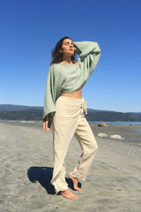Organic Cotton Long Sleeve Crop Top - Sustainable & Handmade - Femstylo
