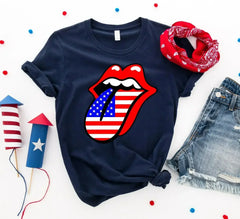 USA Lips 4th of July T-shirt - Femstylo