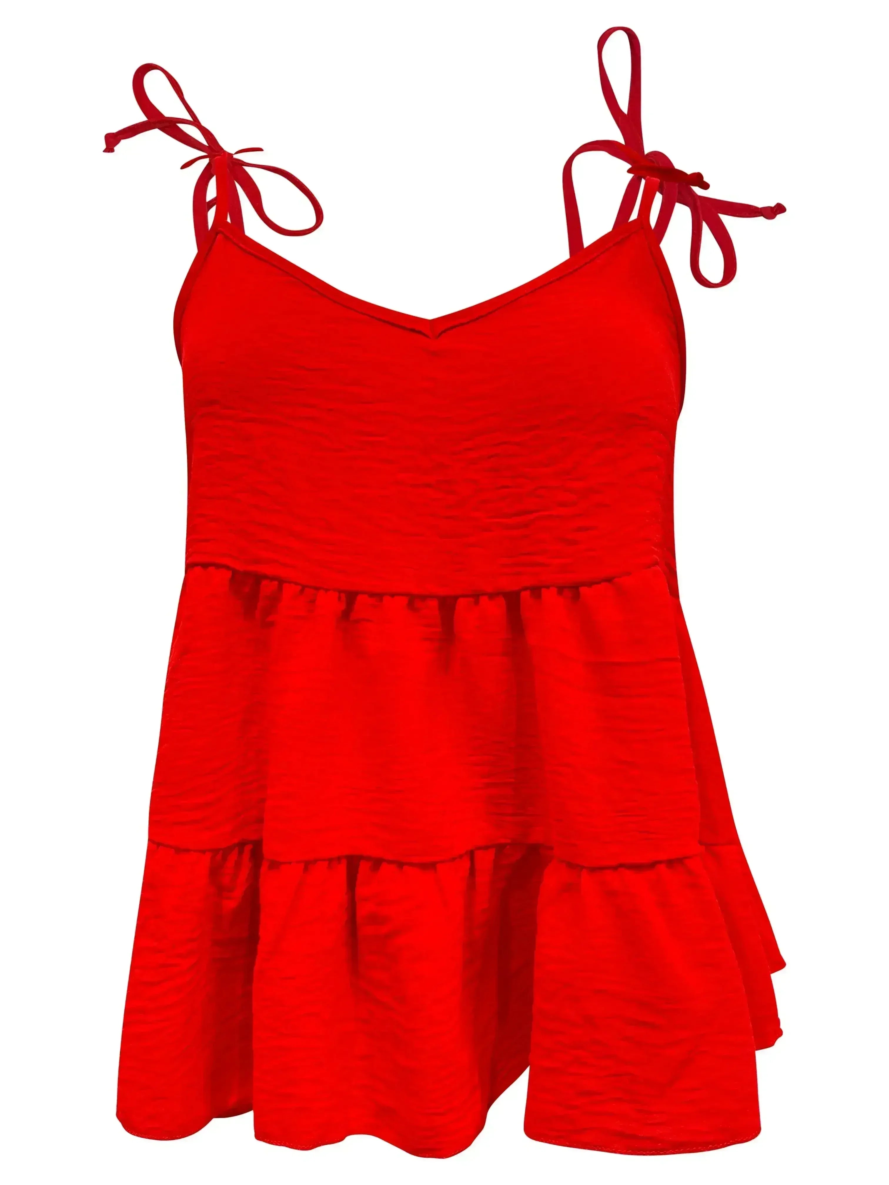 Tie-Strap Tiered Sleeveless Top - Femstylo