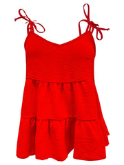 Tie-Strap Tiered Sleeveless Top - Femstylo