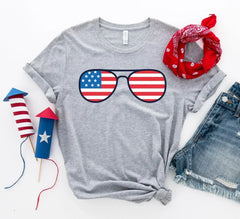 American Flag Sunglasses T-Shirt | Premium Cotton | Bella Canvas - Femstylo