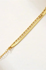 Flat Chain 18 Karats Two Layers Bracelet - Femstylo