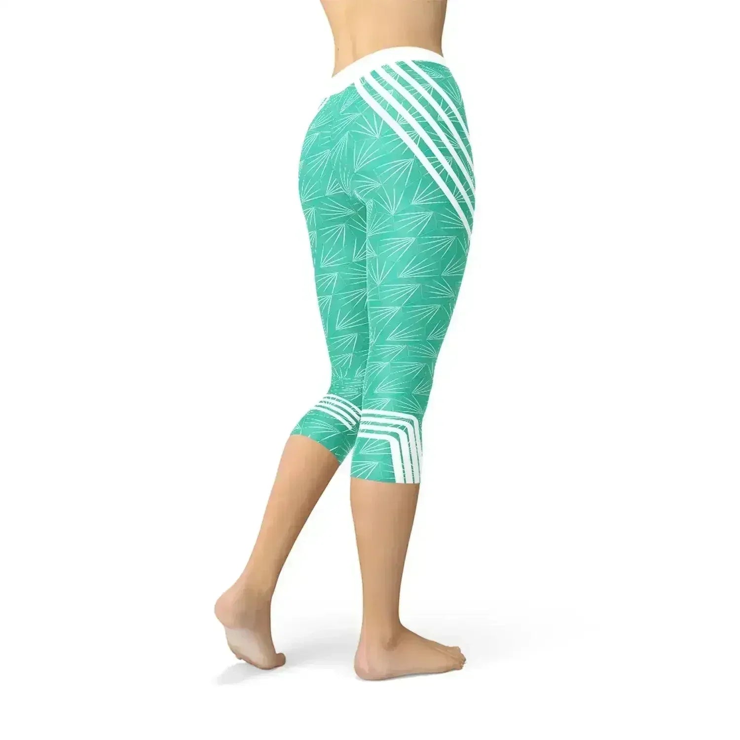 Turquoise Sports Capri Leggings - Femstylo