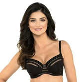 Full Figure Padded Striped Bra Gorteks Luna Black - Femstylo