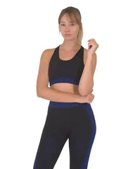 Trois Seamless Sports Bra - Black with Navy - Femstylo