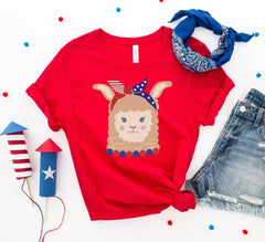 Patriotic Llama Girl T-shirt - Femstylo