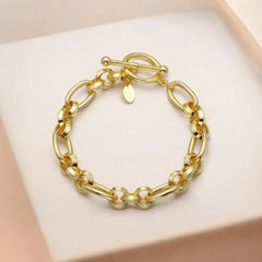 Chunky Cable Chain Link Hypoallergenic Toggle Clasp Fashion Bracelet - Femstylo