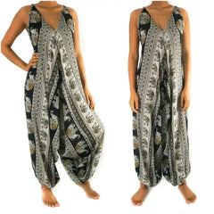 Black Elephant Boho Hippie Jumpsuit Rompers - Femstylo