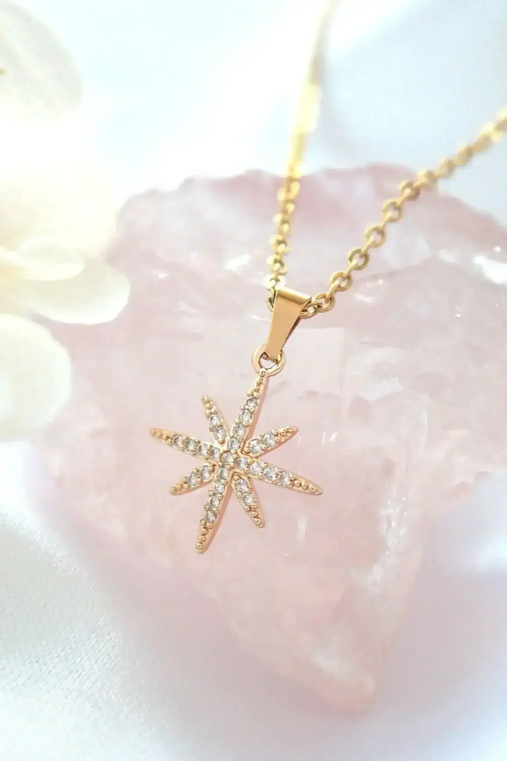 Polaris Star Necklace - 24K Gold Plated & CZ Charm | Femstylo - Femstylo