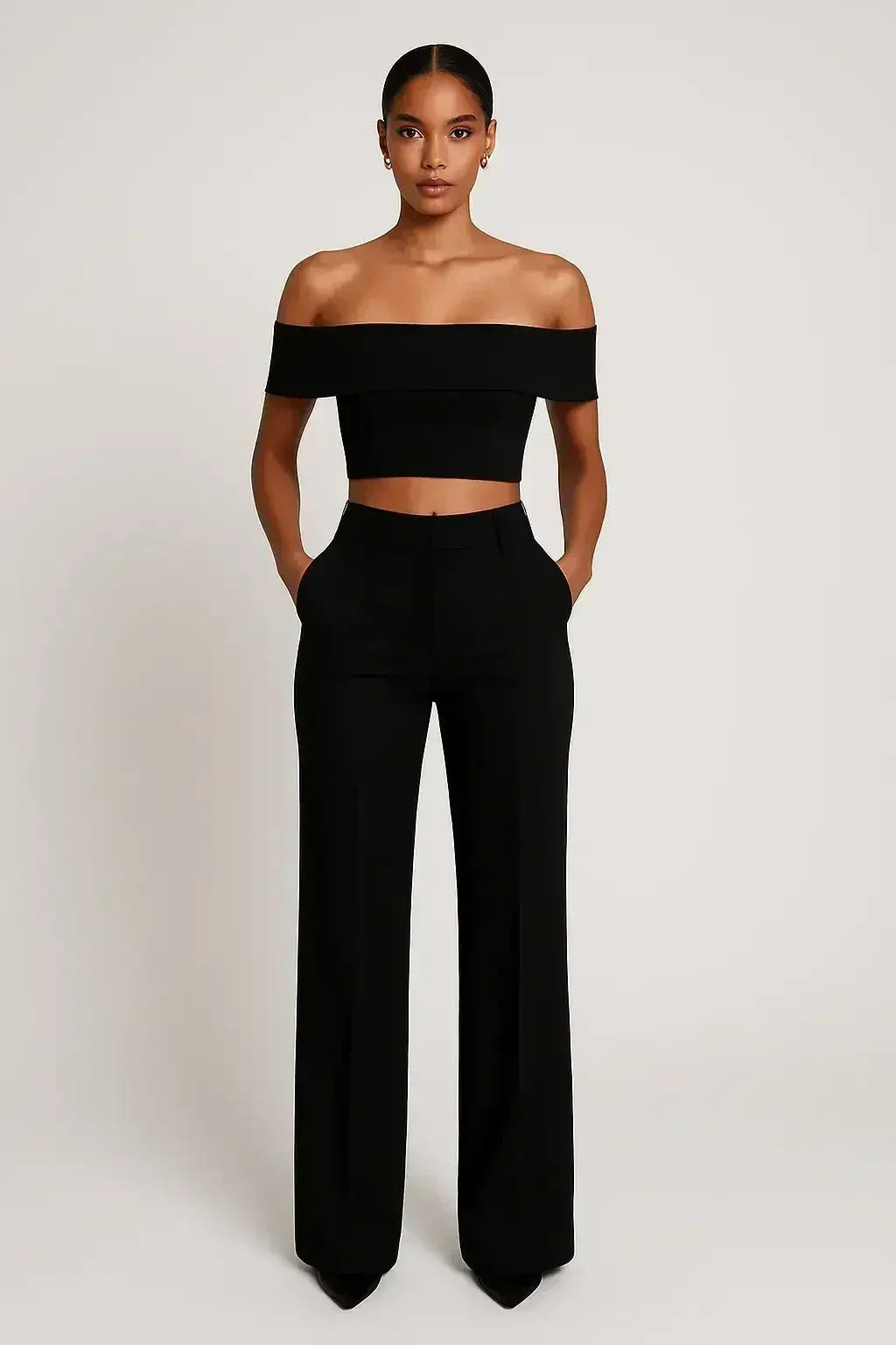 FlexiChic™ – Wide Leg Pants & Crop Top Two-Piece Set - Femstylo